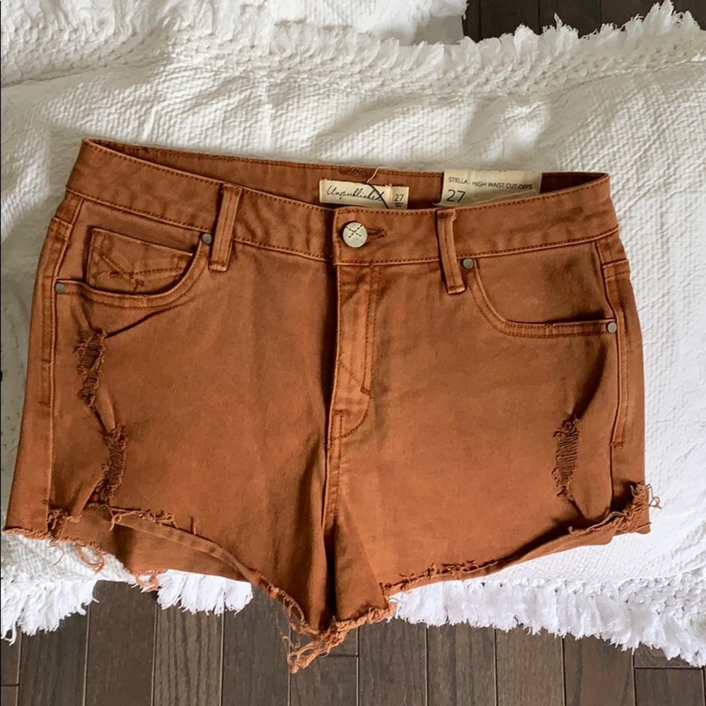 High rise denim cutoff shorts